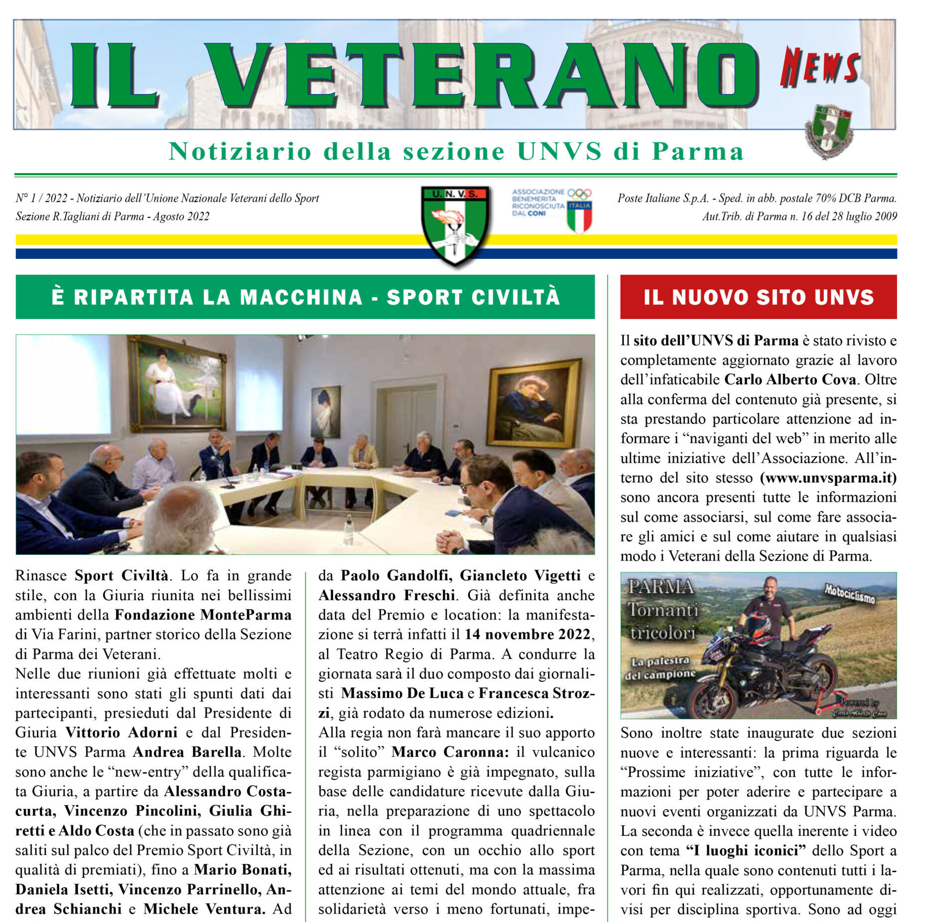 Scopri di più sull'articolo In uscita il giornalino UNVS Parma di Settembre 2022